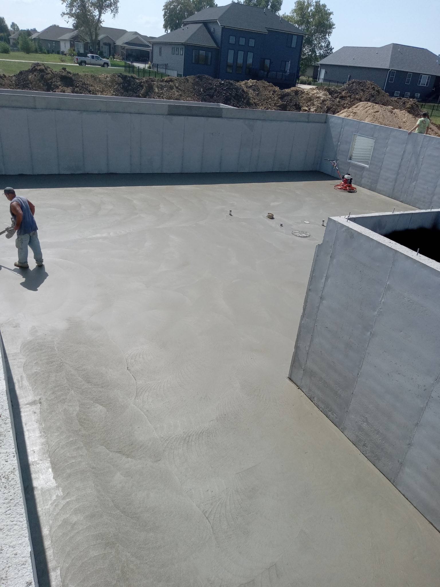 Basement foundation floor pour
