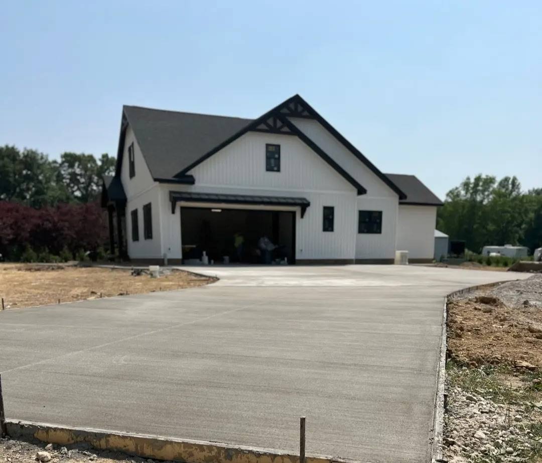 Concrete driveway poured for a new-construction home
