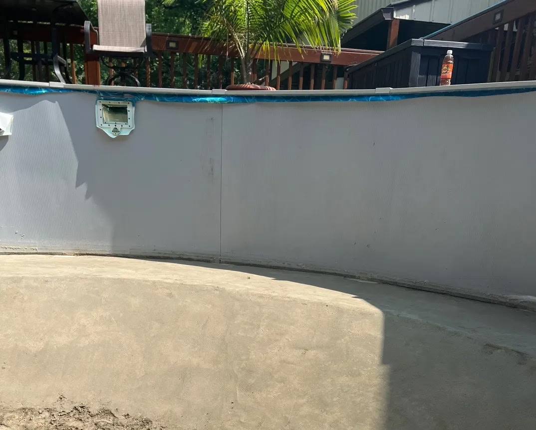 Above-ground pool floor concrete work