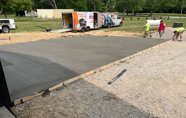 Large concrete equipment pad slab pour